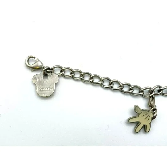 Walt Disney Charm Bracelet Silver Tone Clip Charms 7 3/4" Rhinestone Official - Picture 7 of 11